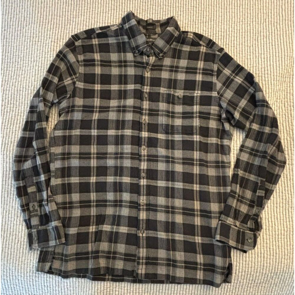 Eddie Bauer Plaid Shirt XLT Tall Textured 100% Cotton Classic Fit Button Down